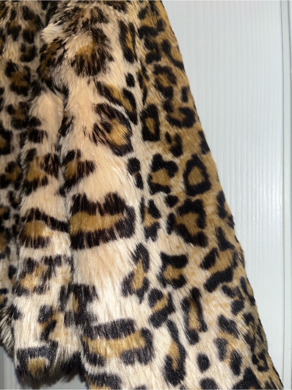Princess by Vera Wang Leopard Print Faux Fur Coat with Red Lining - Picture 4 of 5
